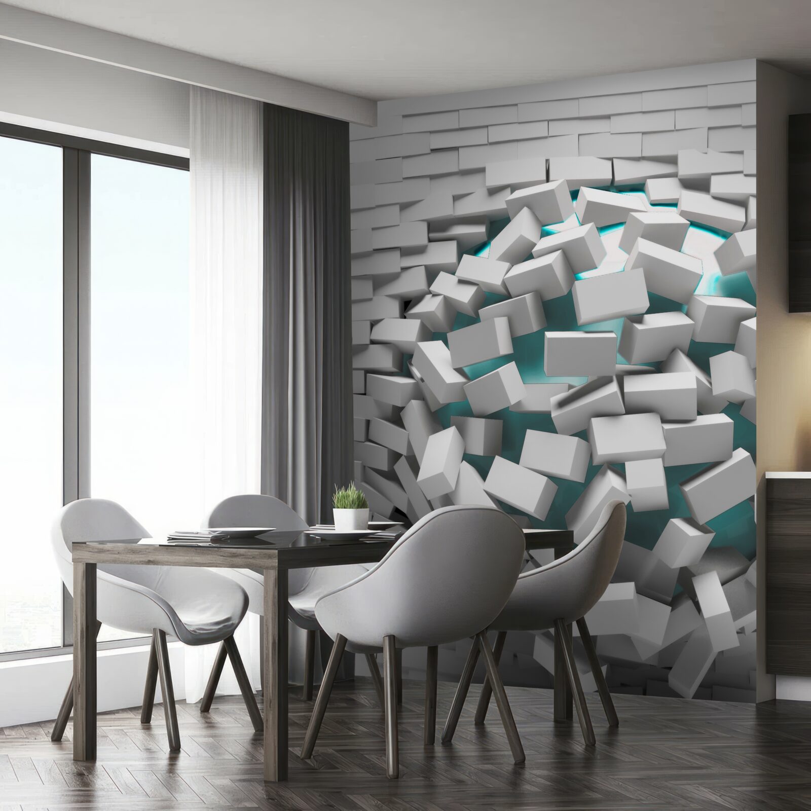 Papier peint les briques peintes en blanc s'écaillent