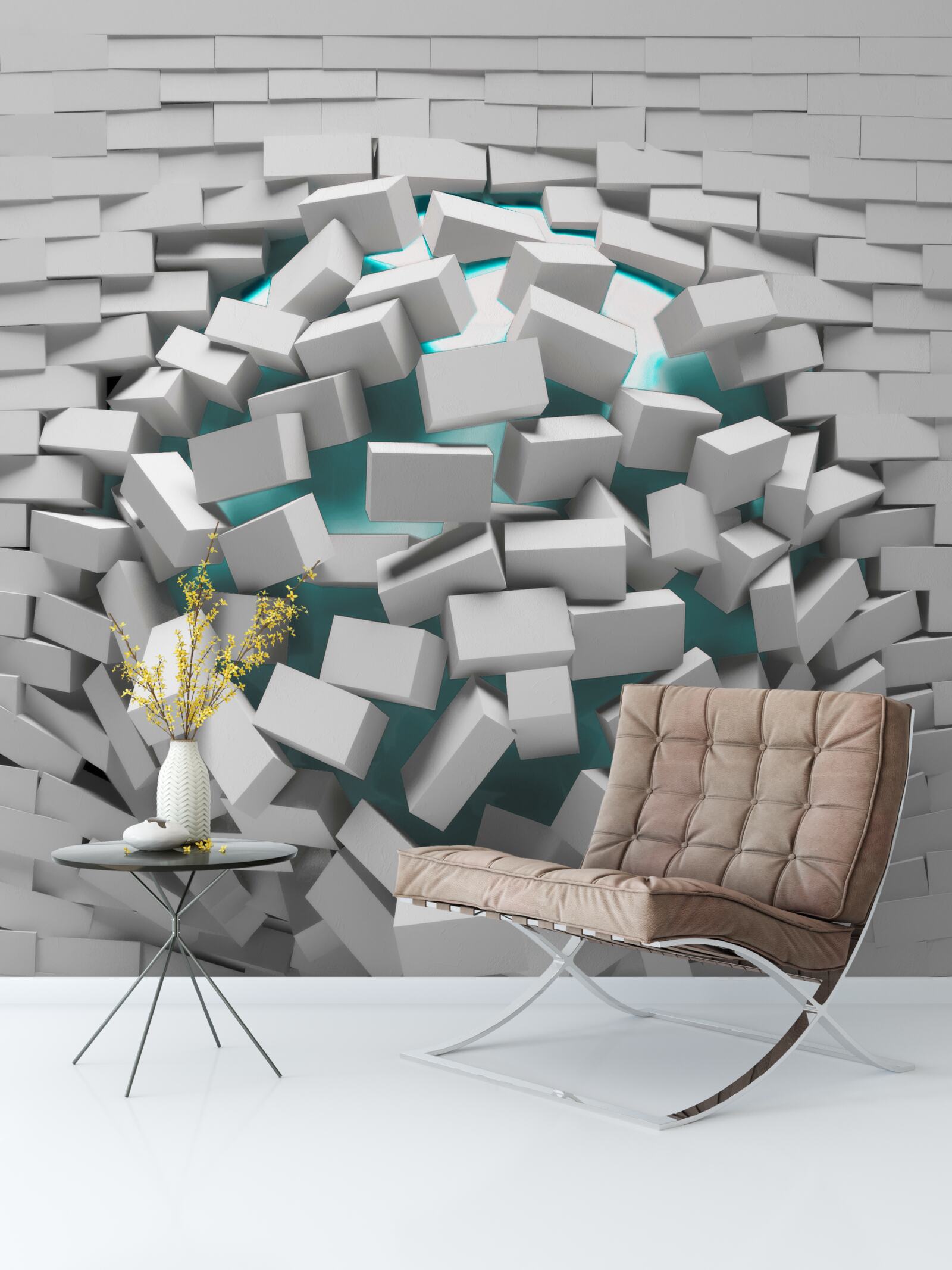 Papier peint les briques peintes en blanc s'écaillent