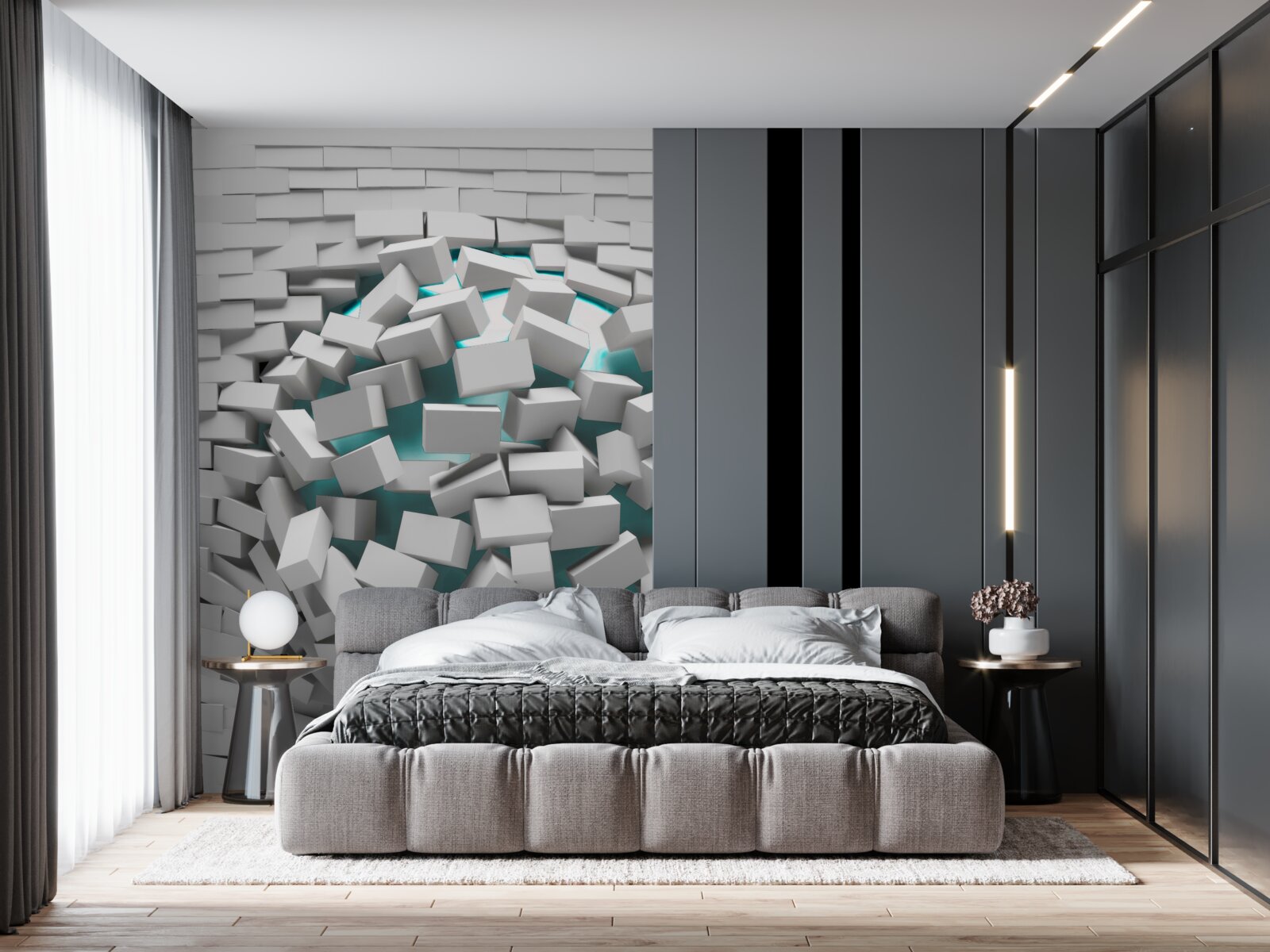 Papier peint les briques peintes en blanc s'écaillent