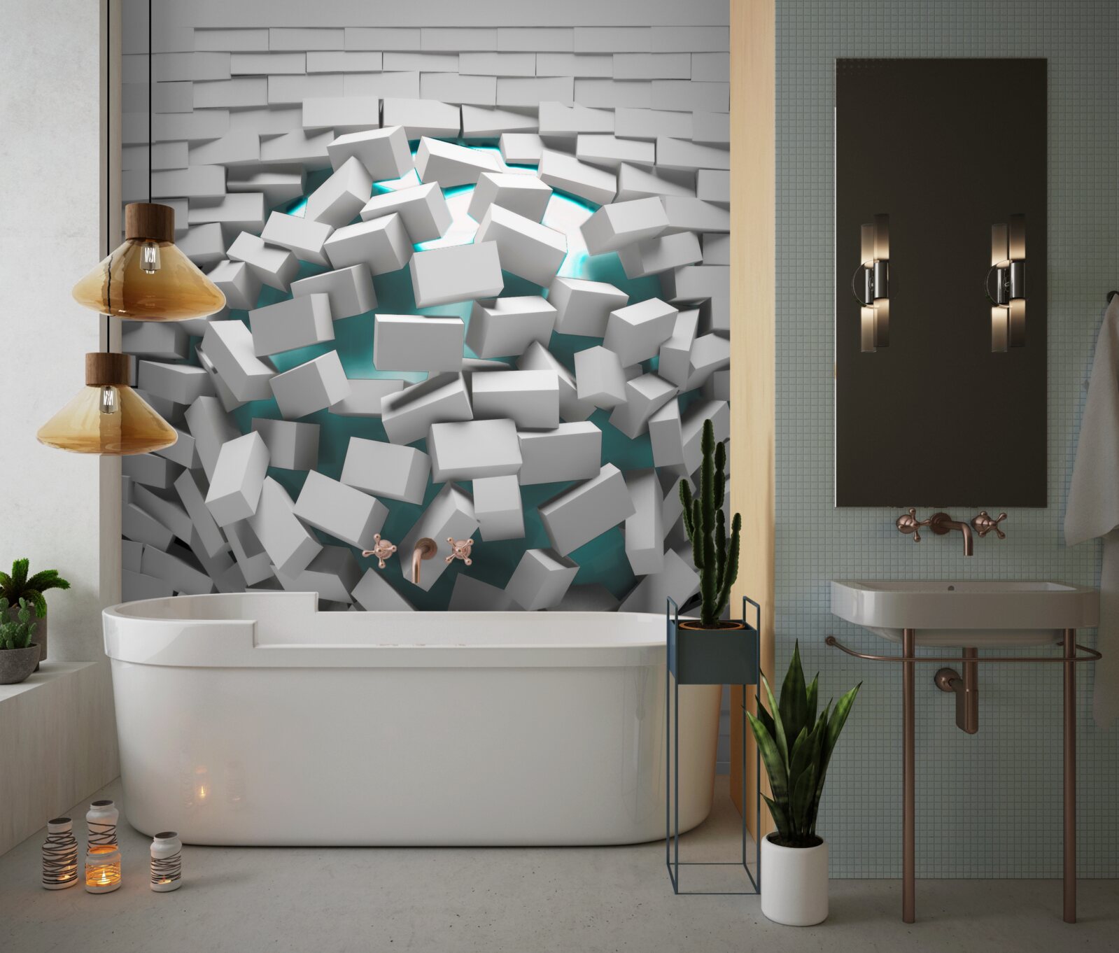 Papier peint les briques peintes en blanc s'écaillent