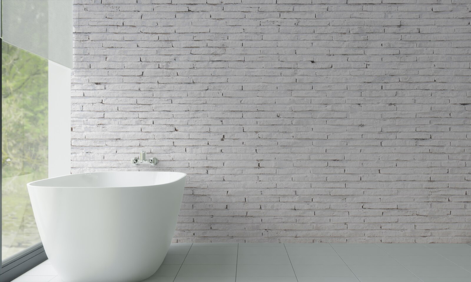 Papier peint Le mur est en brique, d'un blanc parfait