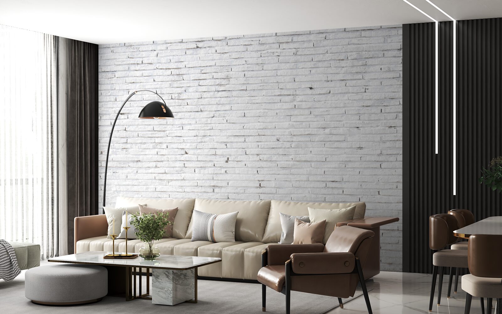 Papier peint Le mur est en brique, d'un blanc parfait