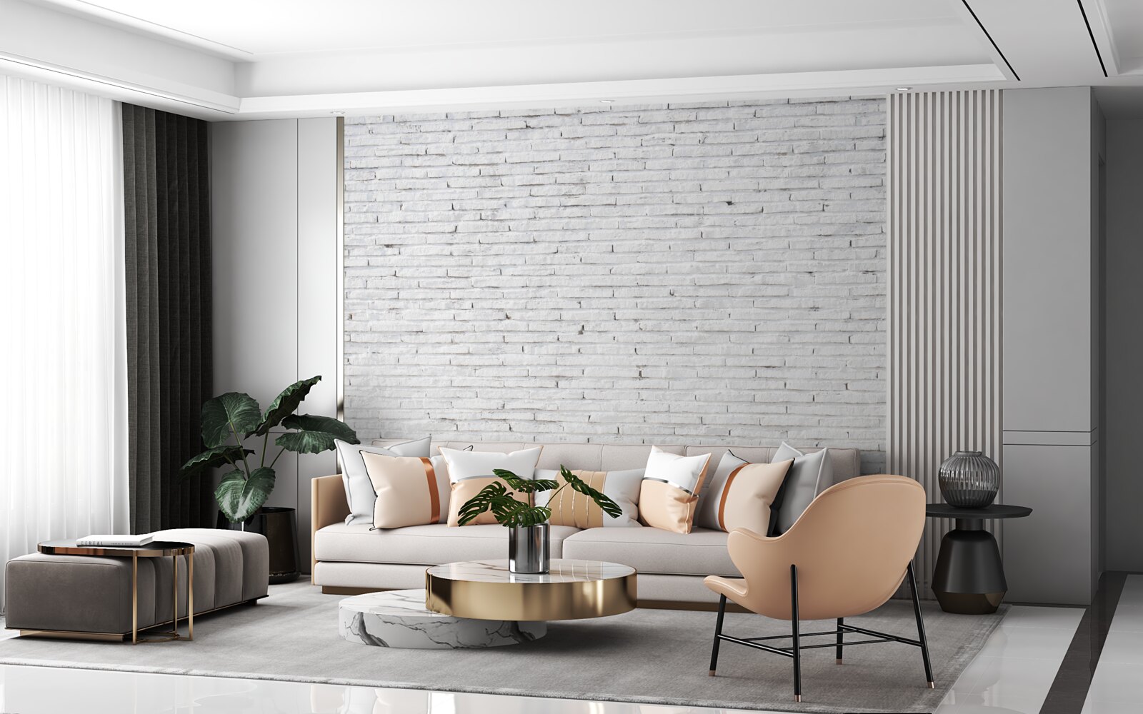 Papier peint Le mur est en brique, d'un blanc parfait