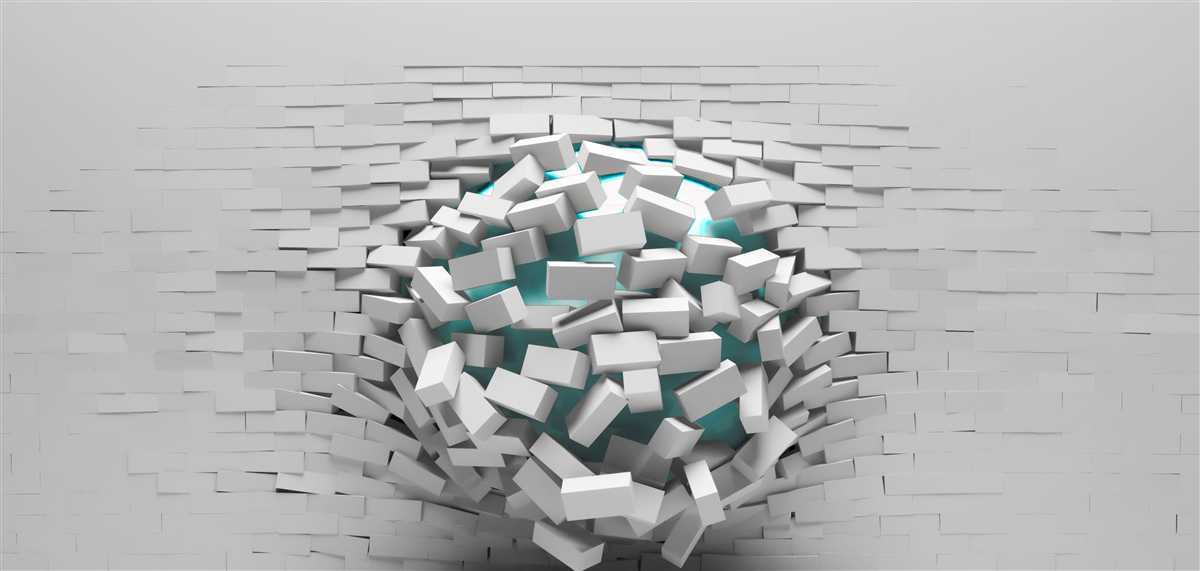 Papier peint trou colossal dans un mur de briques