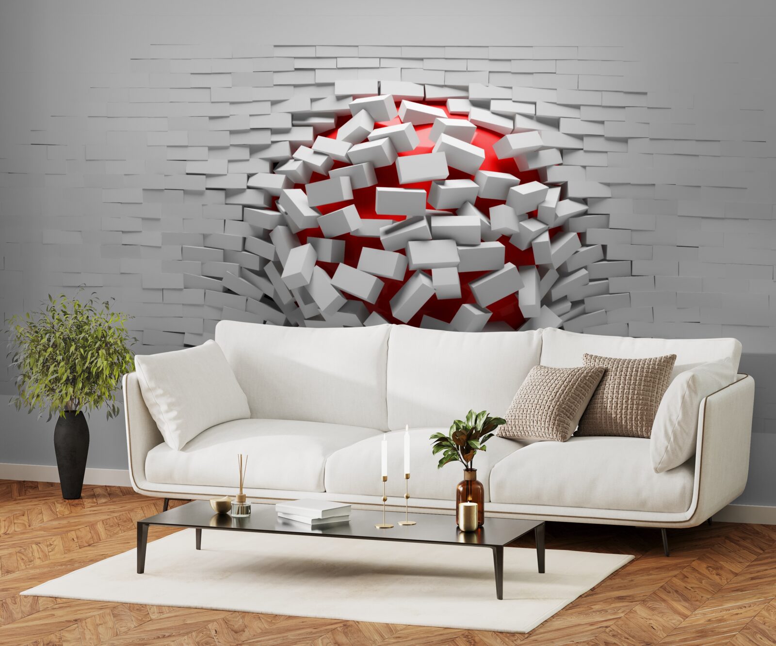 Papier peint Le mur qui tombe des briques