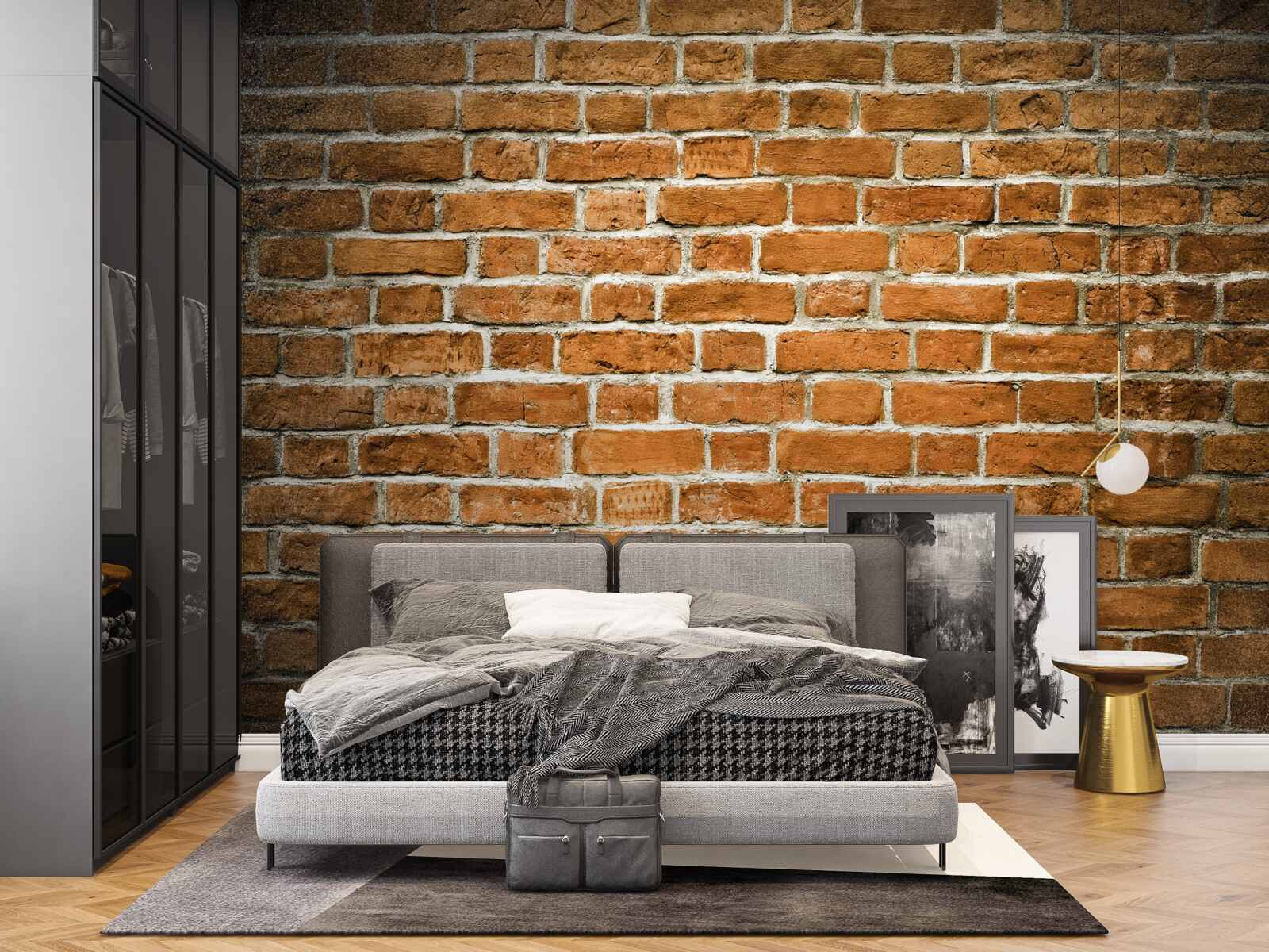 Papier peint mur de briques brunes