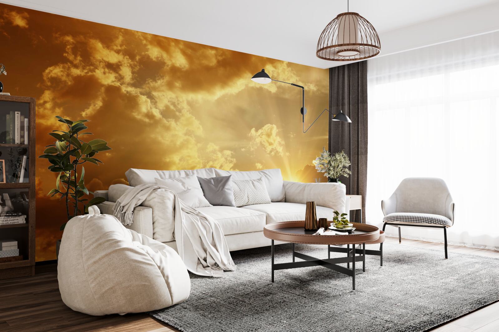 Papier peint les rayons du soleil qui percent les nuages au coucher du soleil dégagent de la chaleur