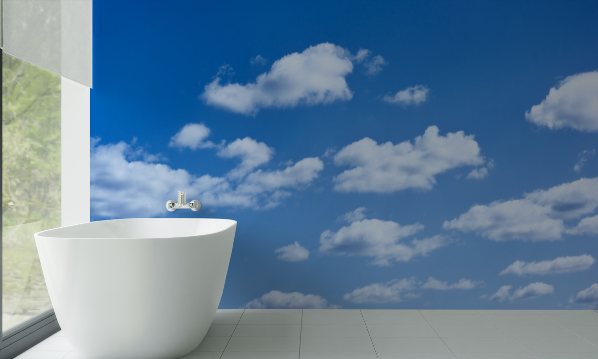 Papier peint nuages blancs flottant dans un ciel bleu