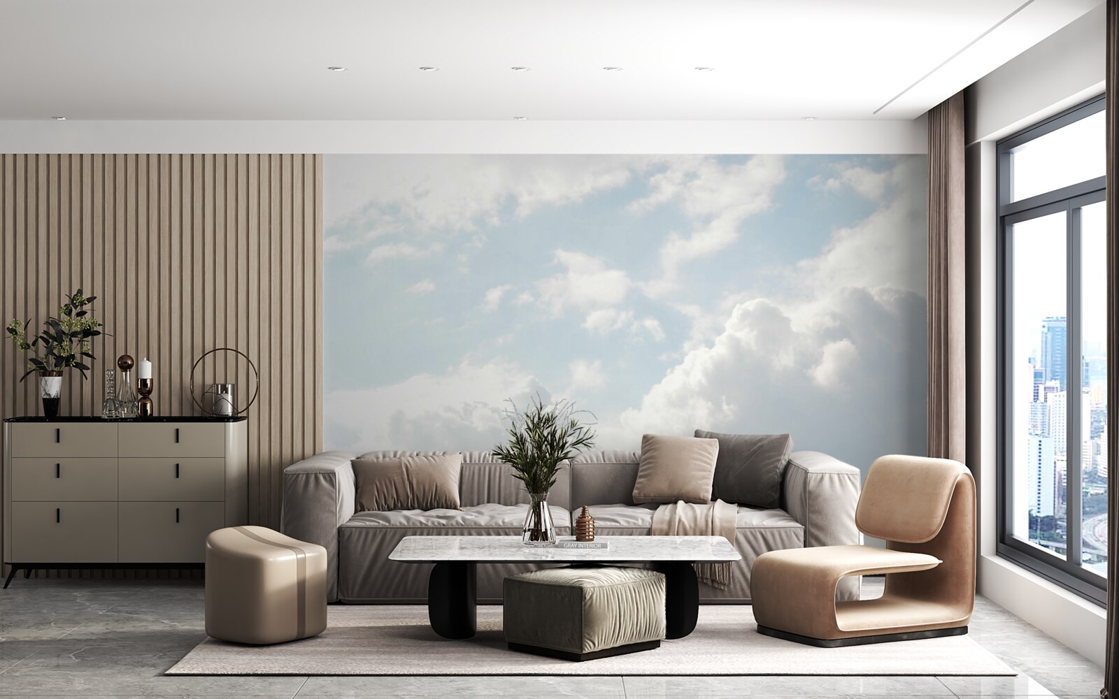 Papier peint d'épais nuages laiteux