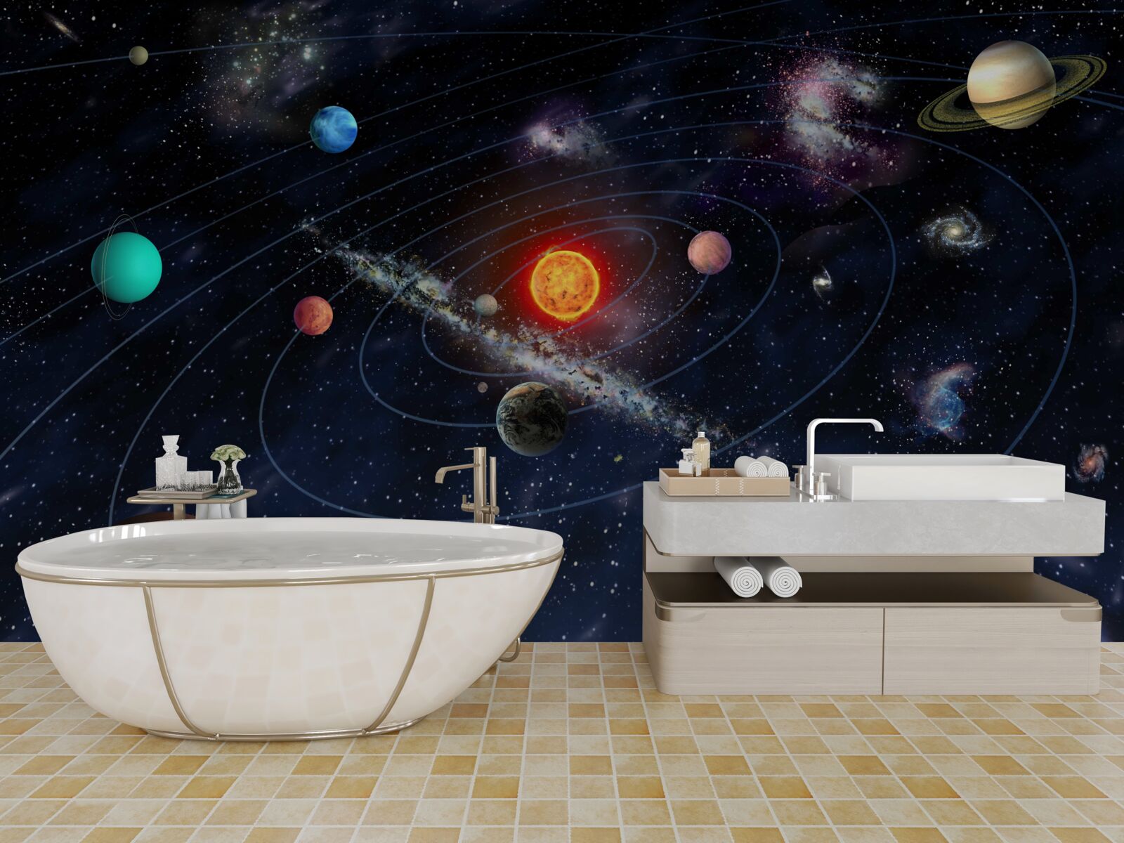 Papier peint schéma planétaire dans l'espace