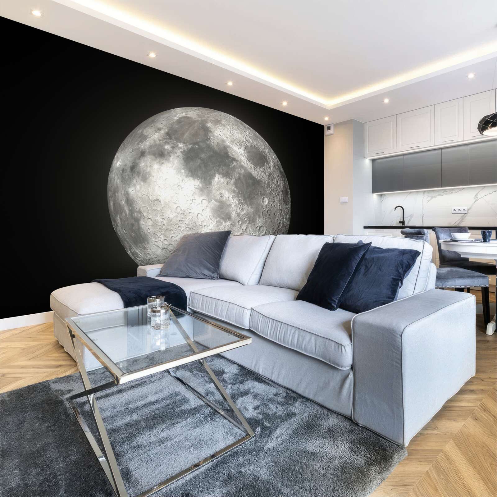 Papier peint le fond noir est orné d'une pleine lune sans pareille