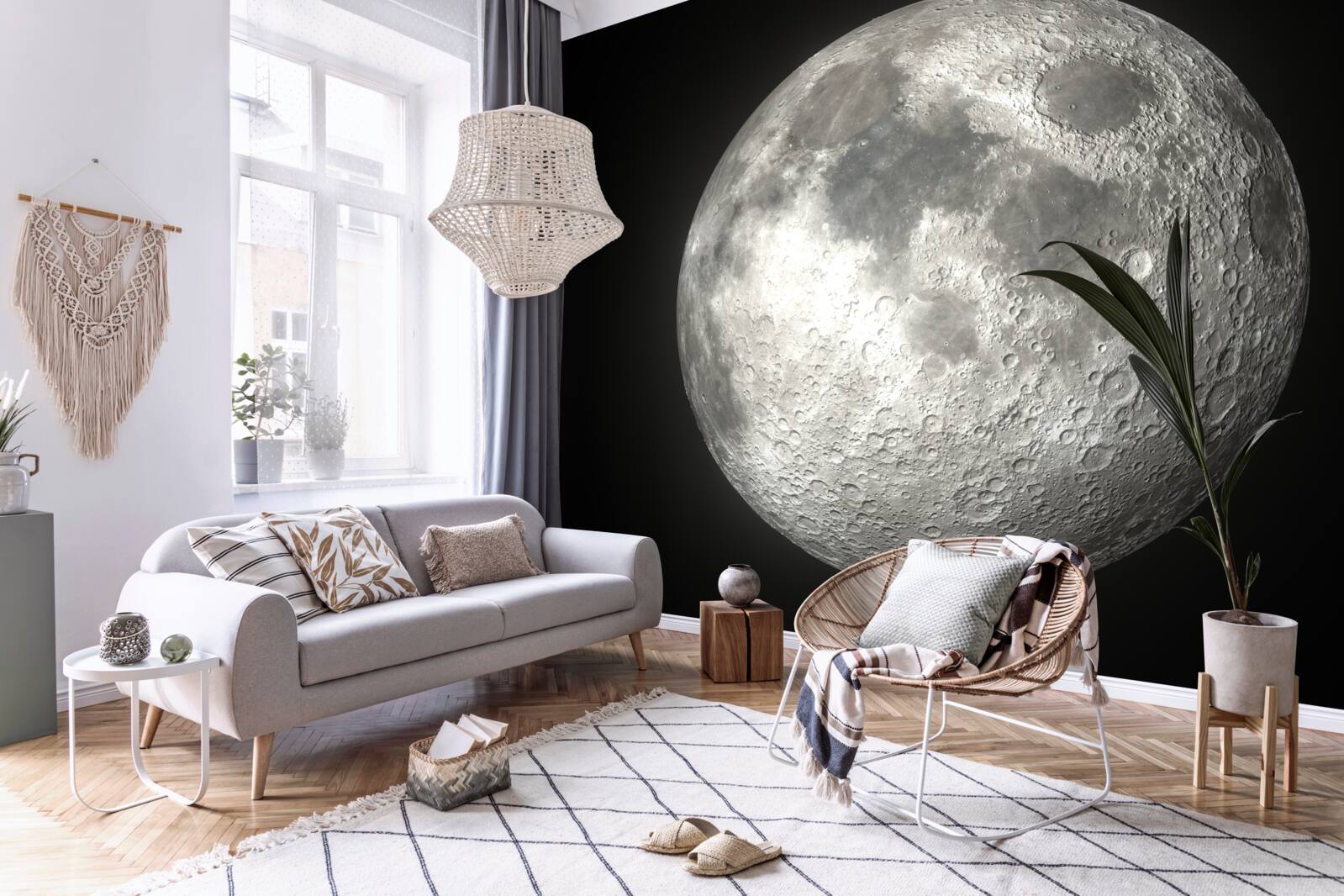 Papier peint le fond noir est orné d'une pleine lune sans pareille