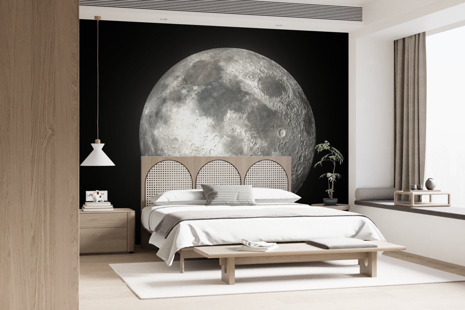 Papier peint le fond noir est orné d'une pleine lune sans pareille