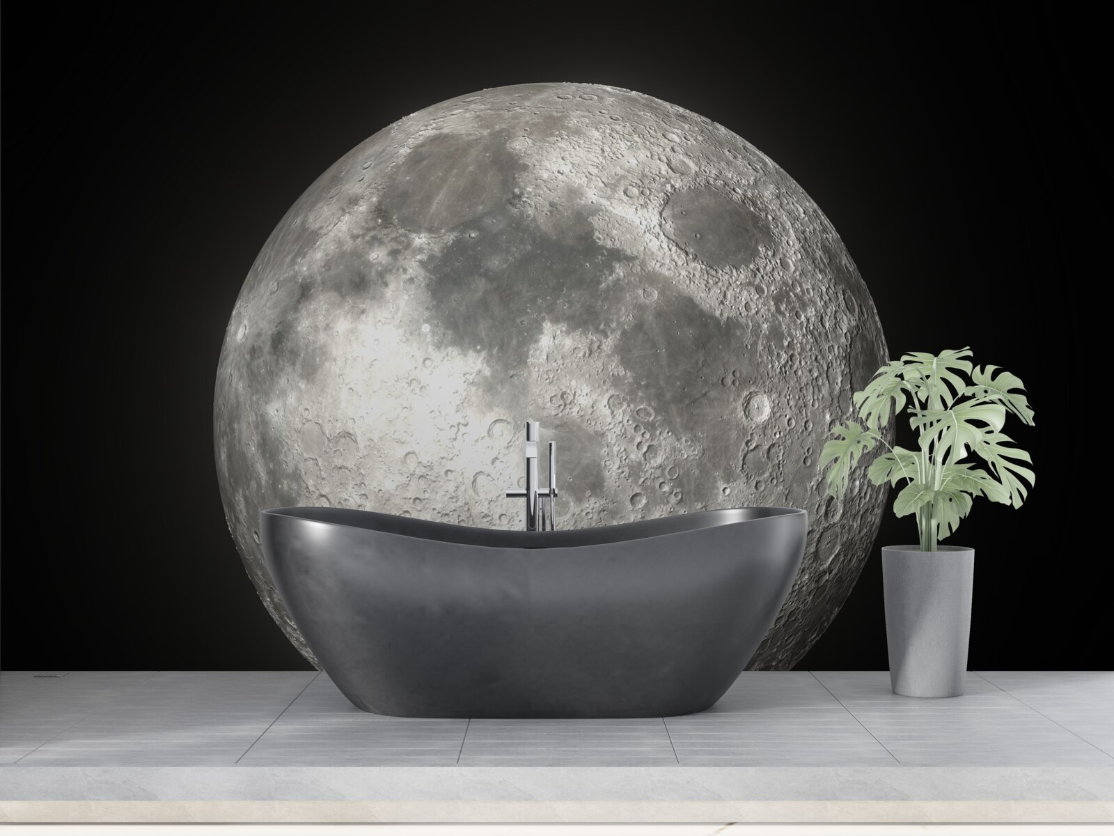 Papier peint le fond noir est orné d'une pleine lune sans pareille