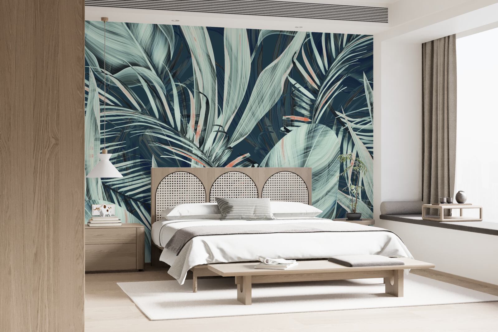 Papier peint pétales de fougères blanches du soir