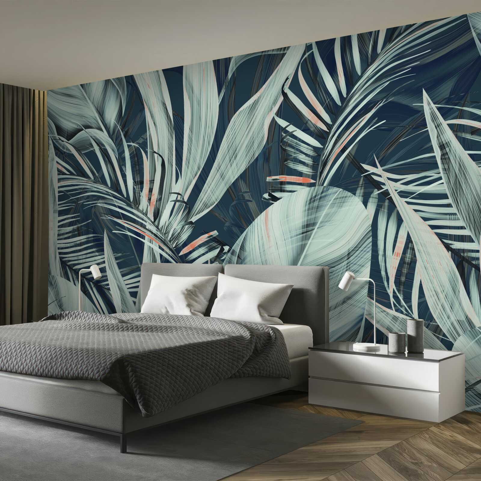 Papier peint pétales de fougères blanches du soir