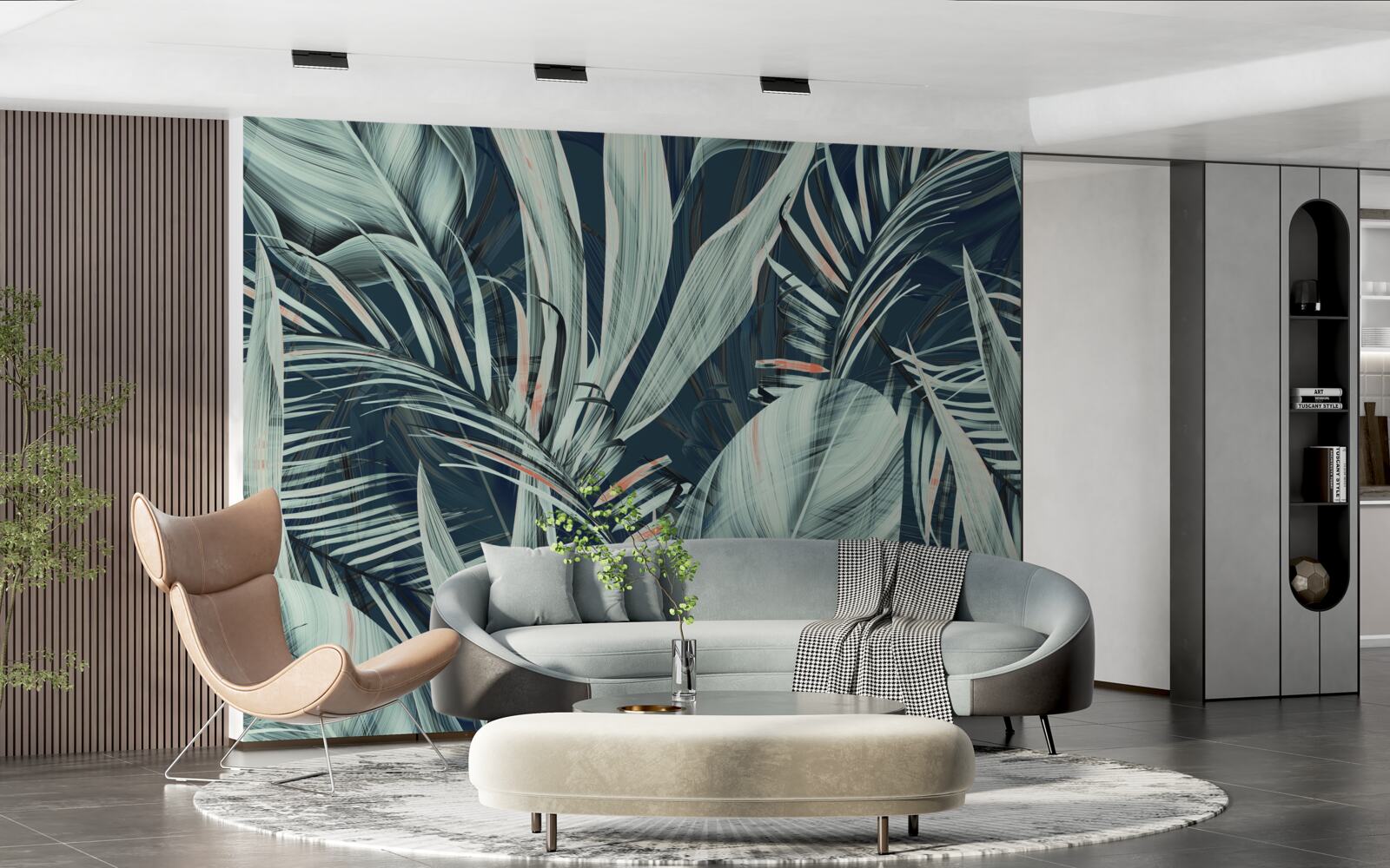 Papier peint pétales de fougères blanches du soir