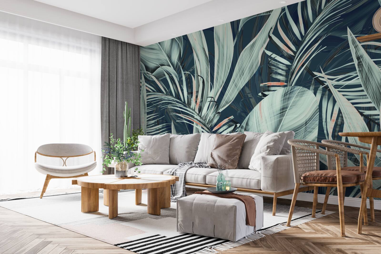 Papier peint pétales de fougères blanches du soir