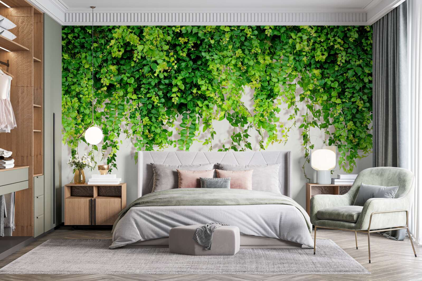 Papier peint les plantes suspendues sont vert clair