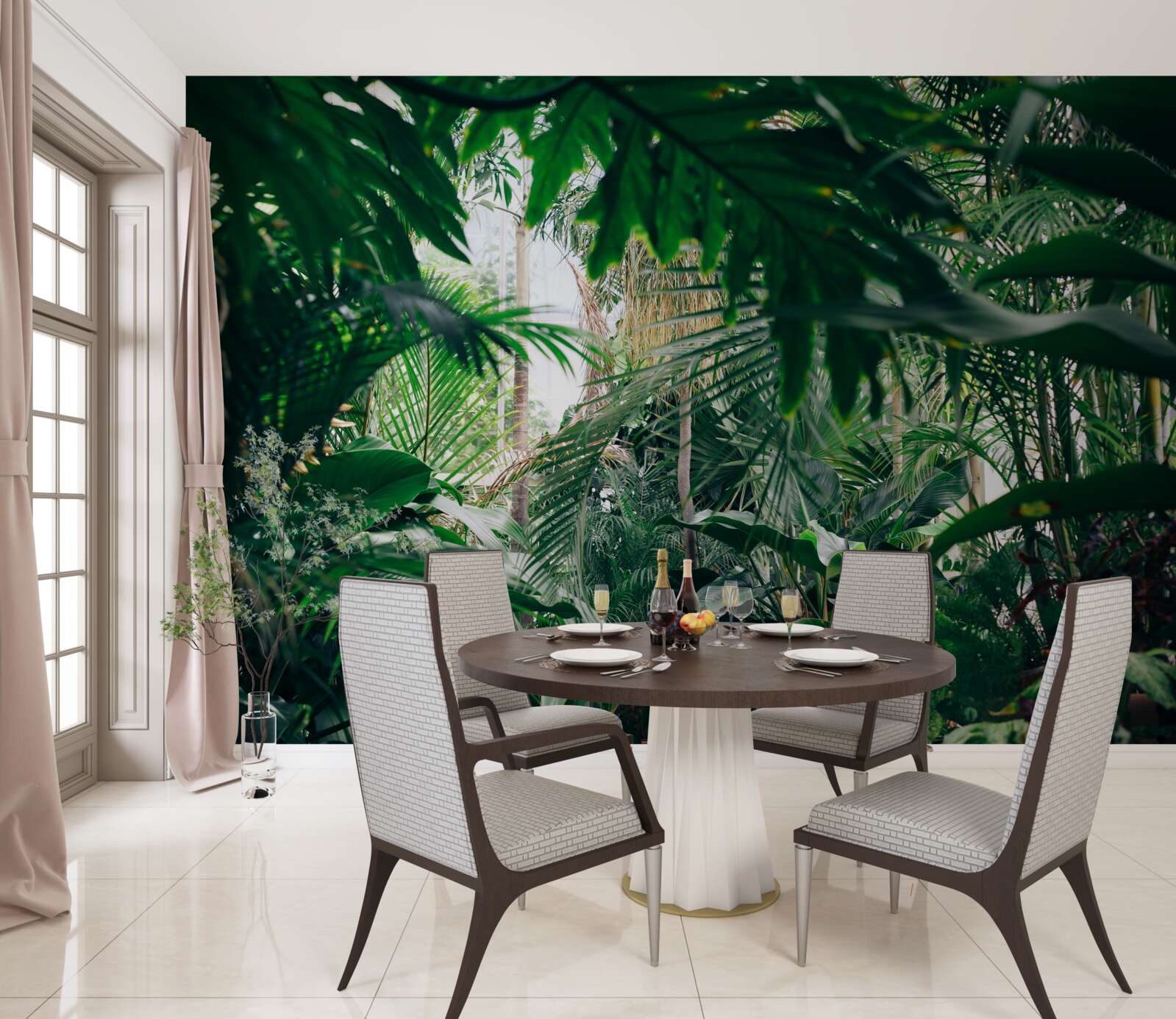 Papier peint la jungle verte est éclairée par la lumière