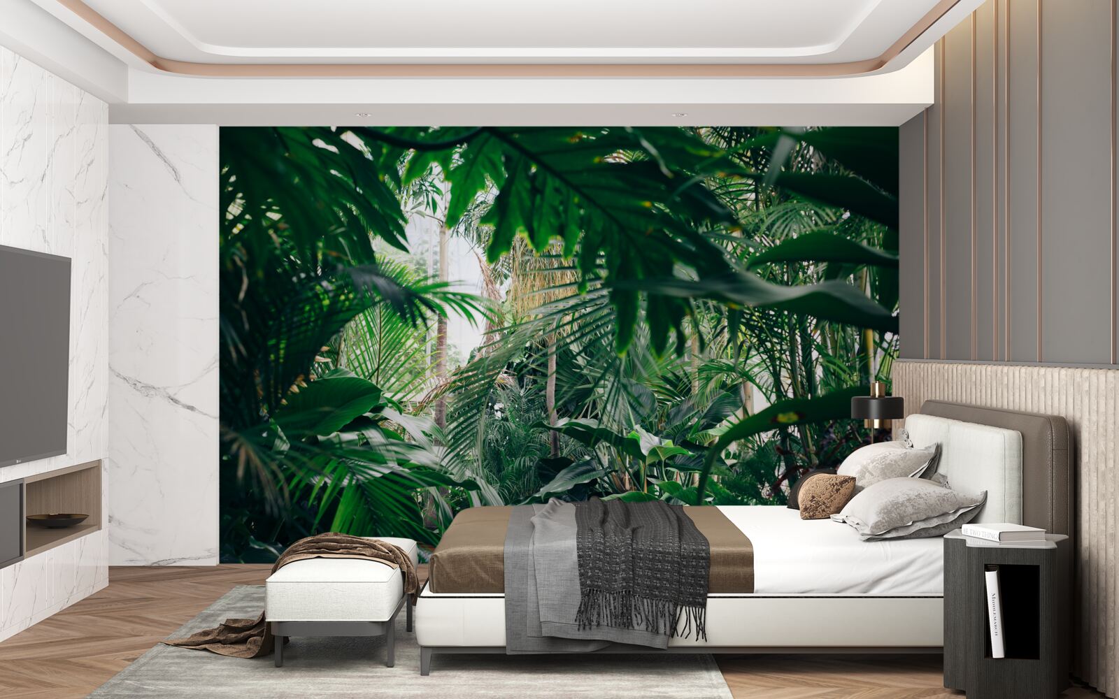 Papier peint la jungle verte est éclairée par la lumière