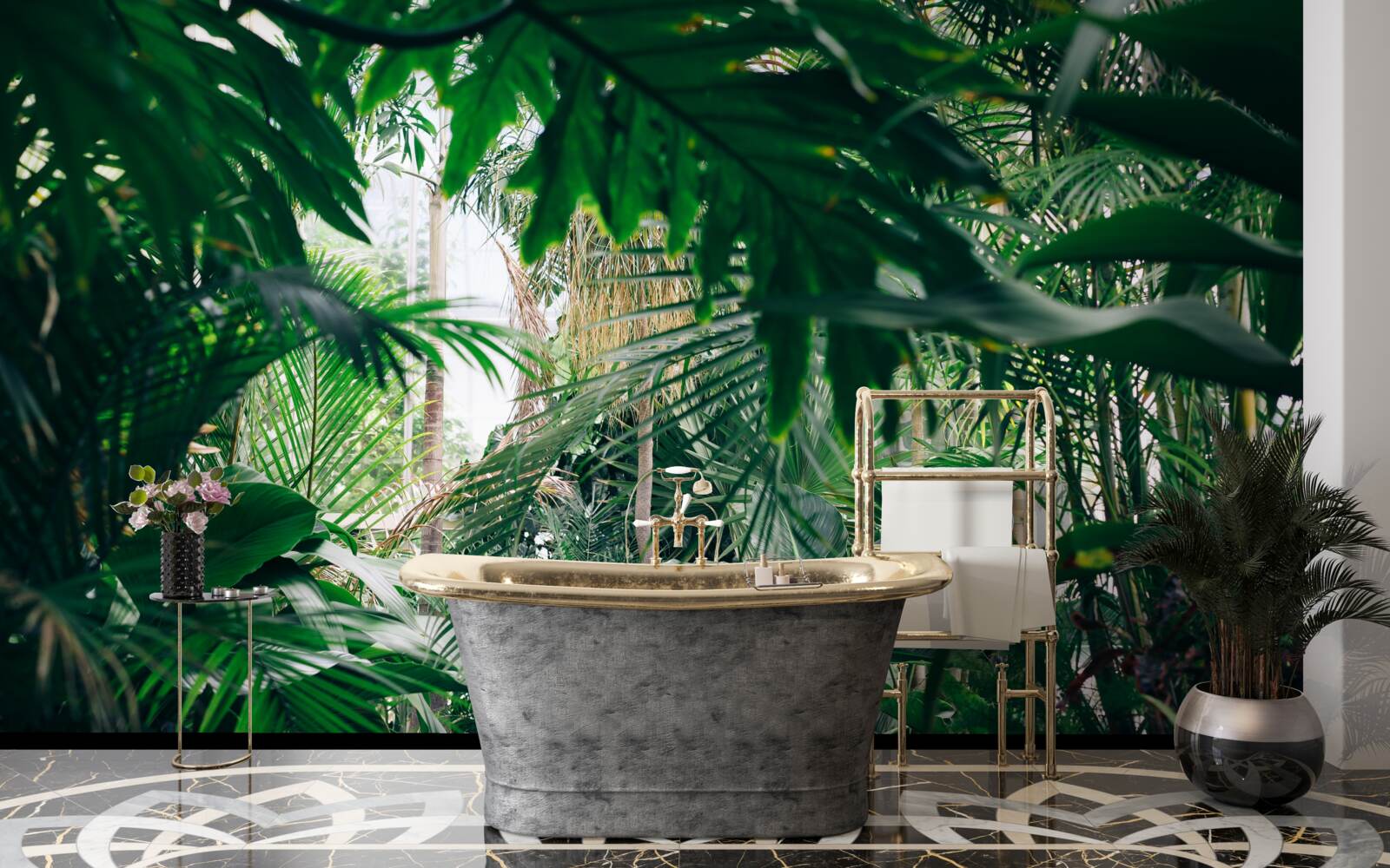 Papier peint la jungle verte est éclairée par la lumière