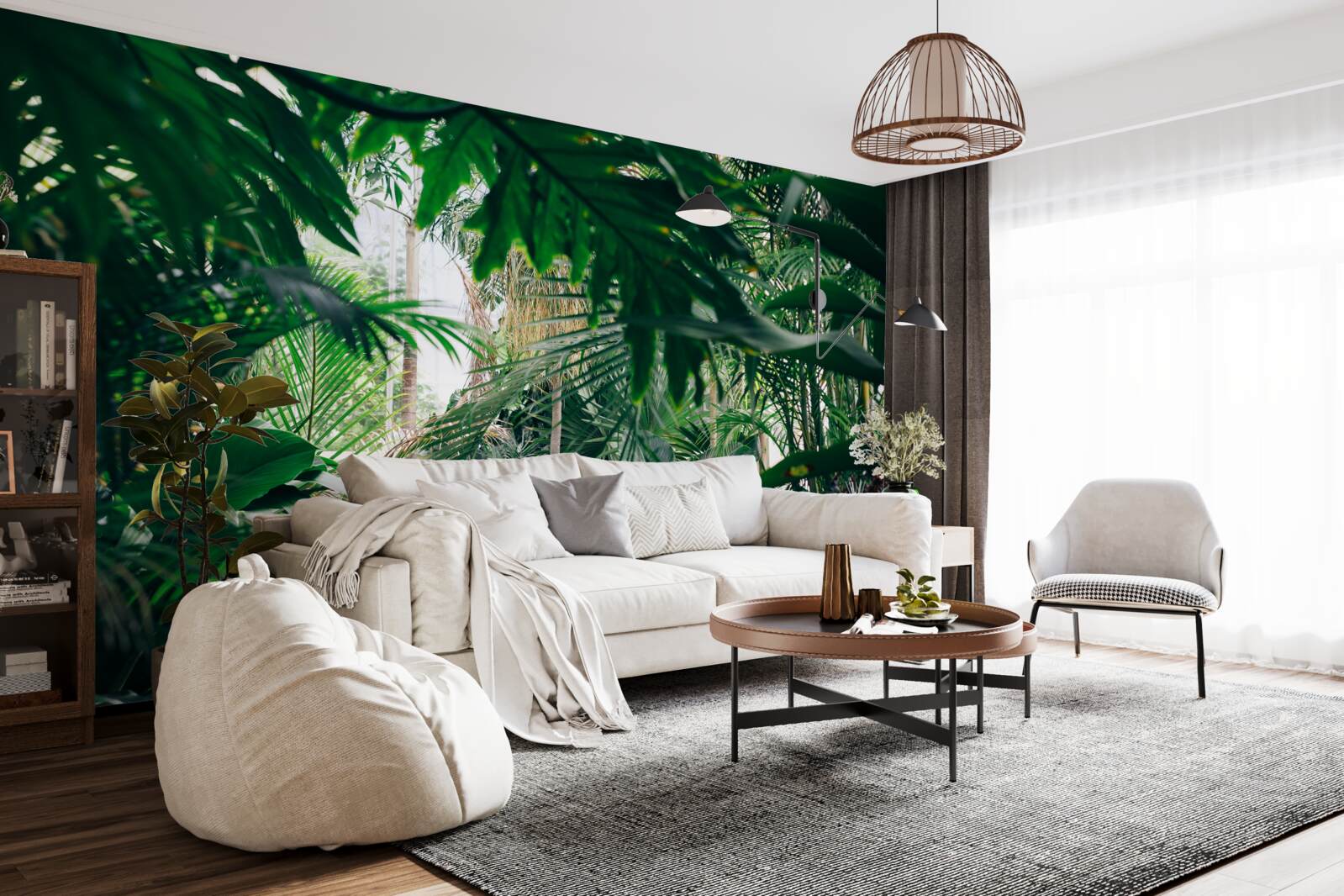 Papier peint la jungle verte est éclairée par la lumière