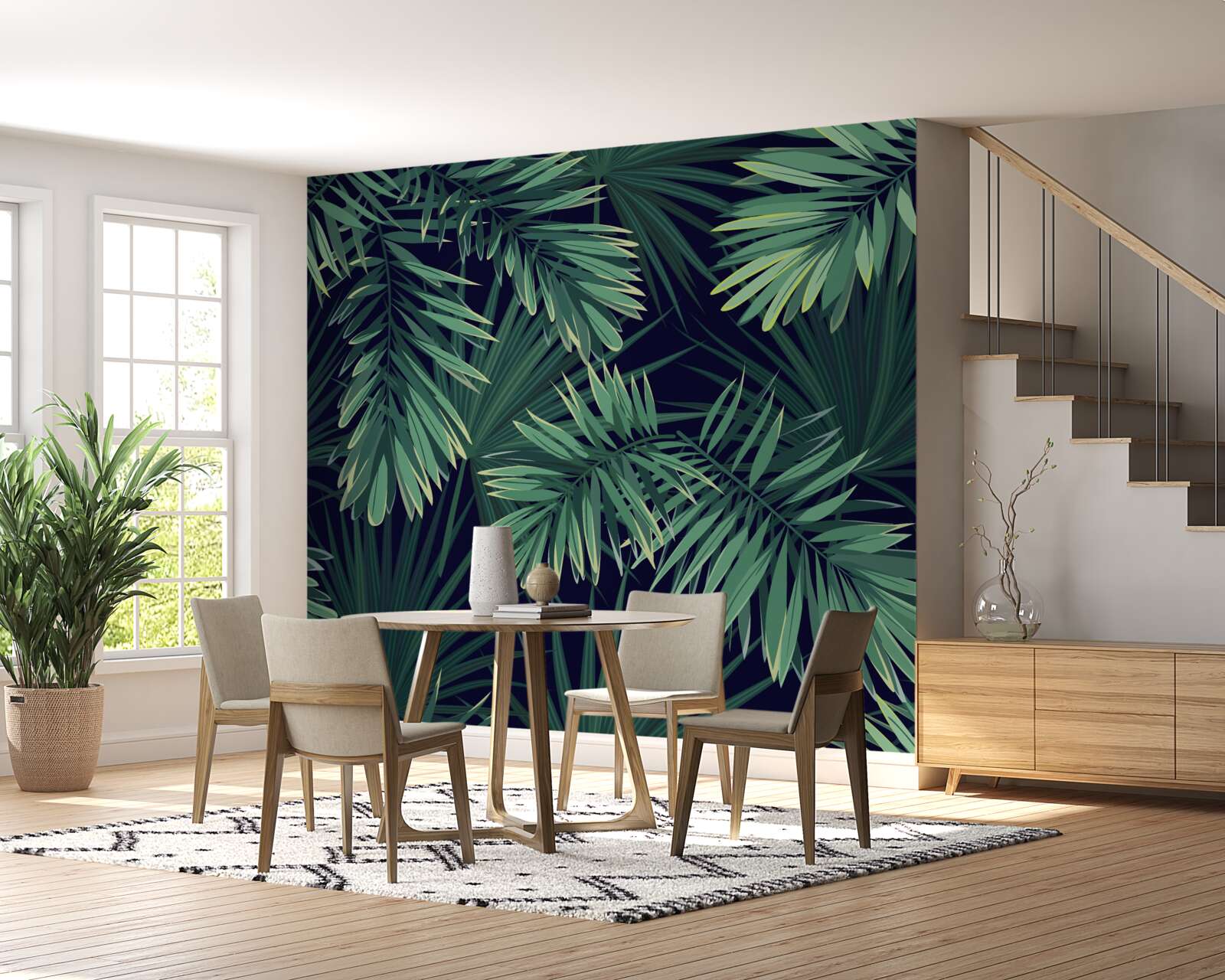 Papier peint branches de palmier