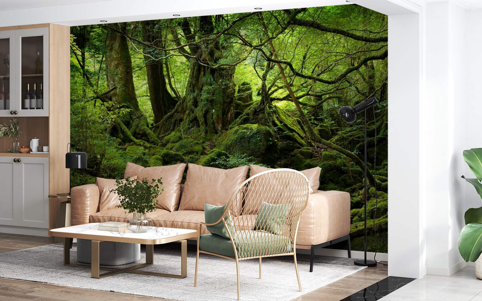 Papier peint forêt dense et verte