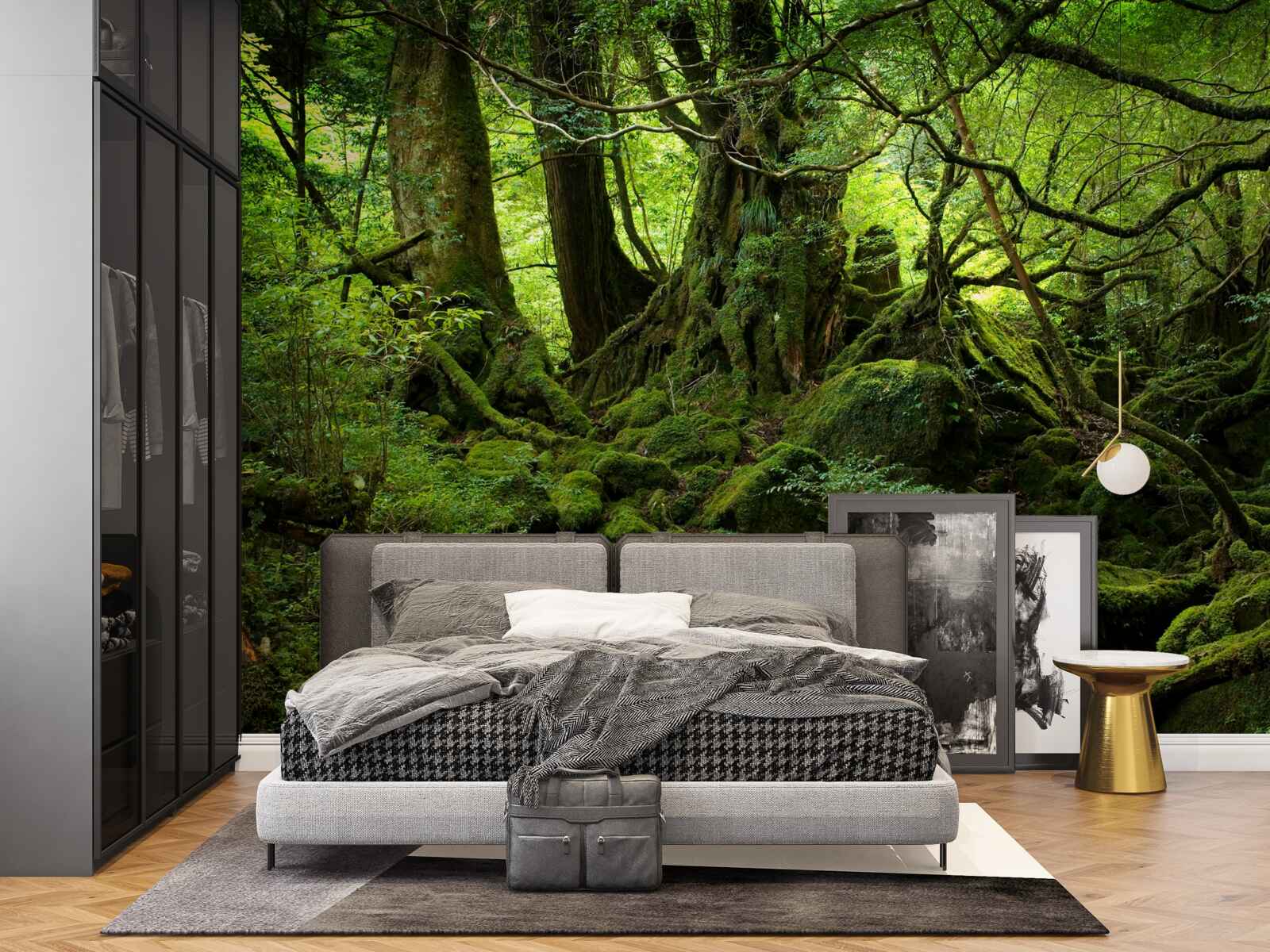 Papier peint forêt dense et verte
