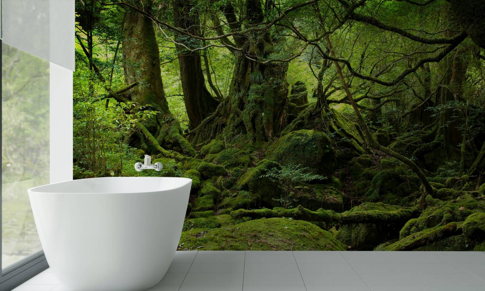 Papier peint forêt dense et verte