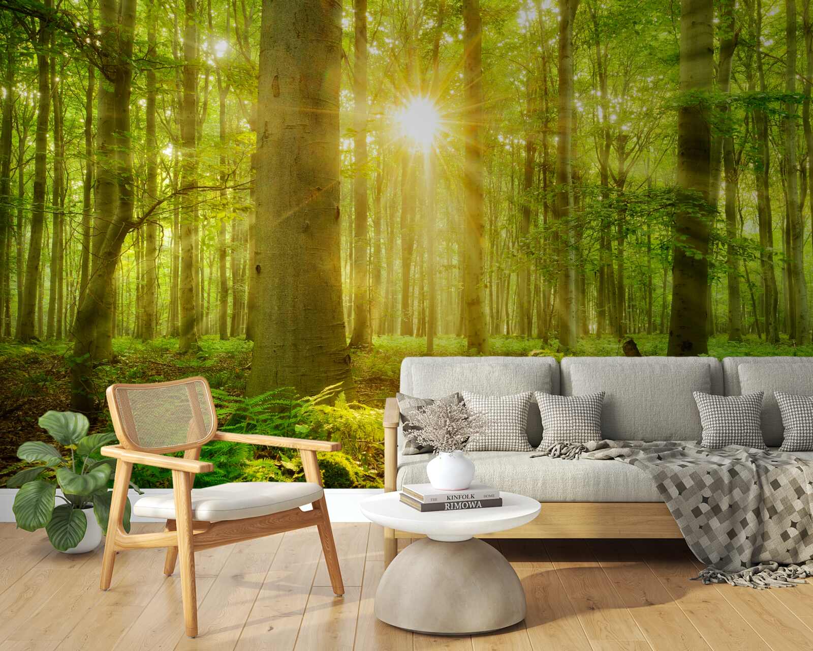 Papier peint la forêt s'anime sous le soleil du matin