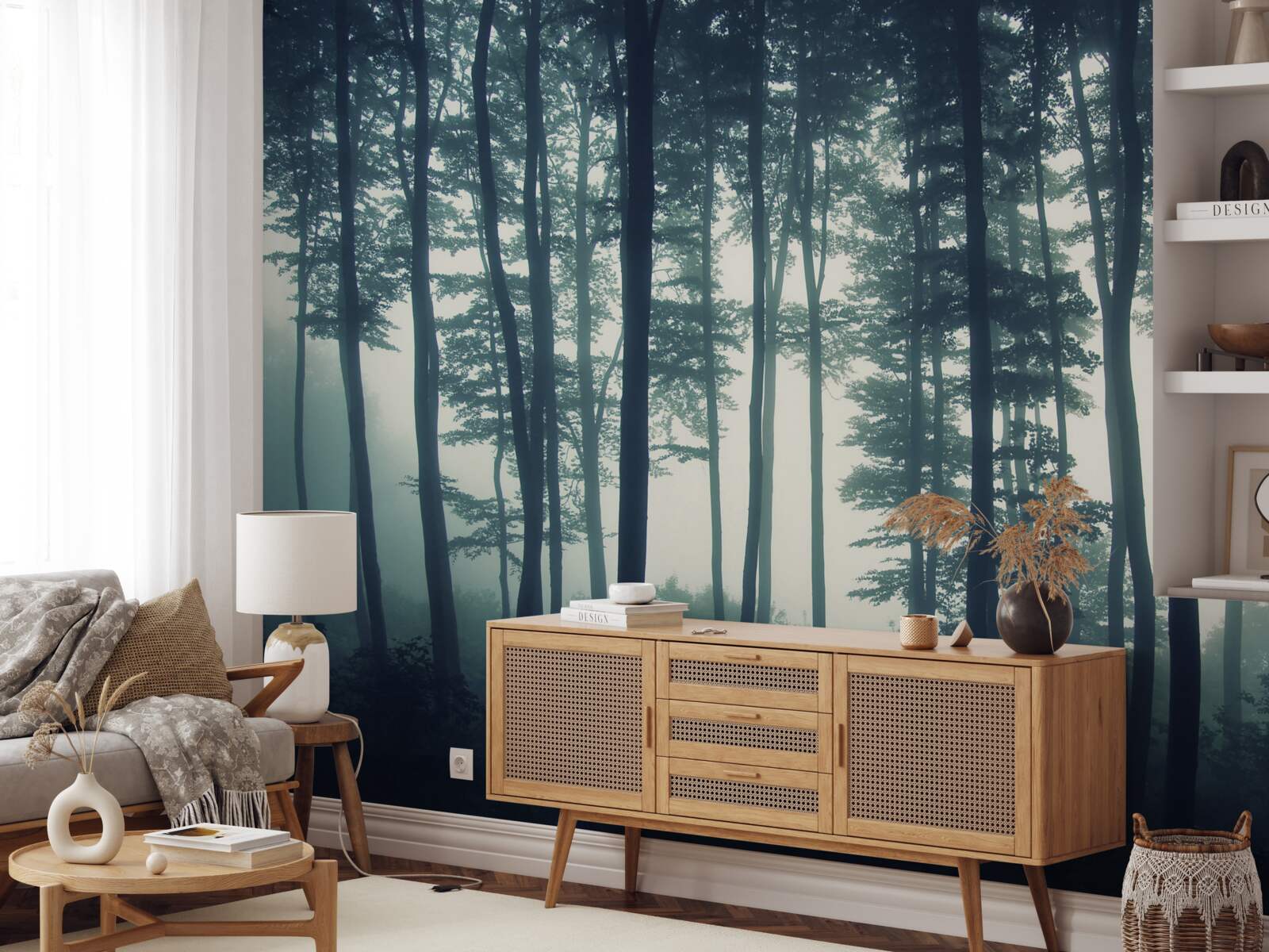 Papier peint aube brumeuse dans le désert