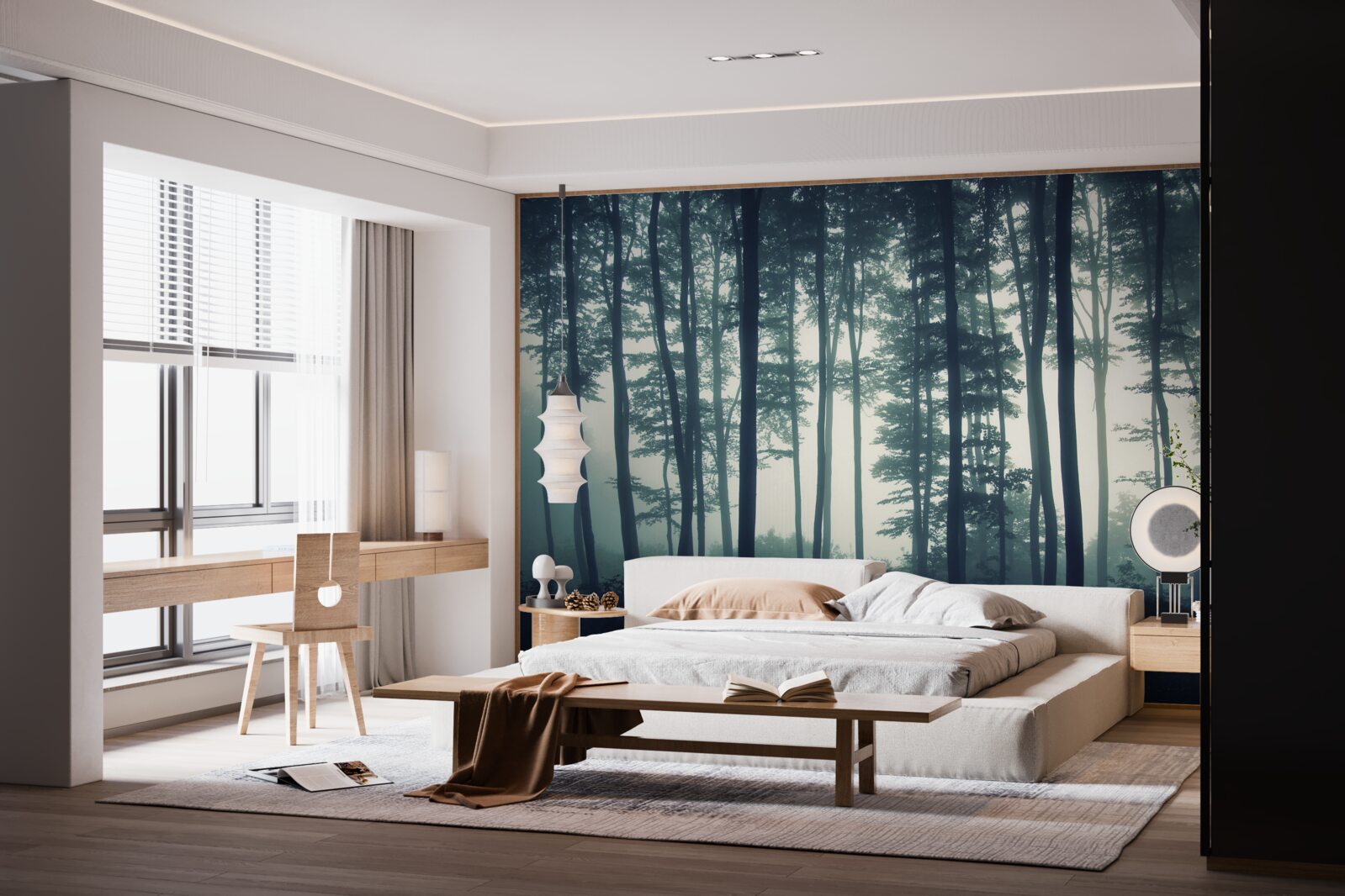 Papier peint aube brumeuse dans le désert