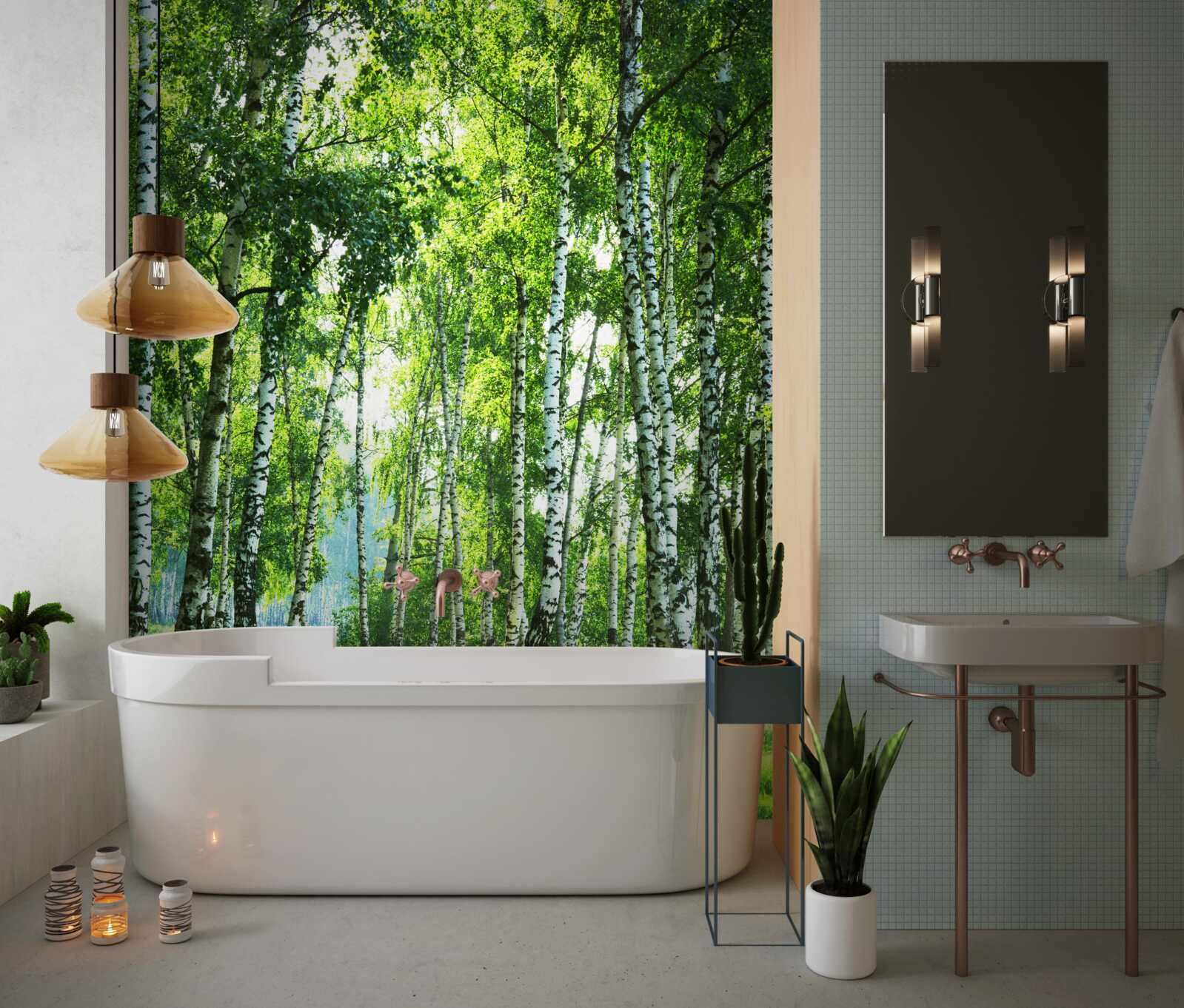 Papier peint voyage d'été sur le bouleau tropical