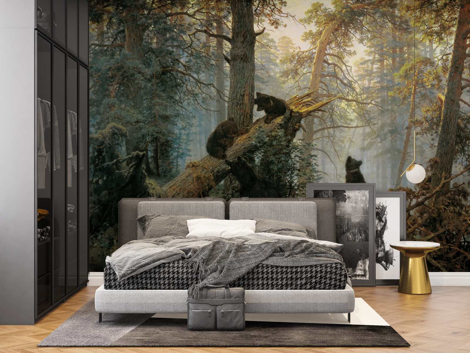 Papier peint L'aube dans une forêt où les pins sont rois