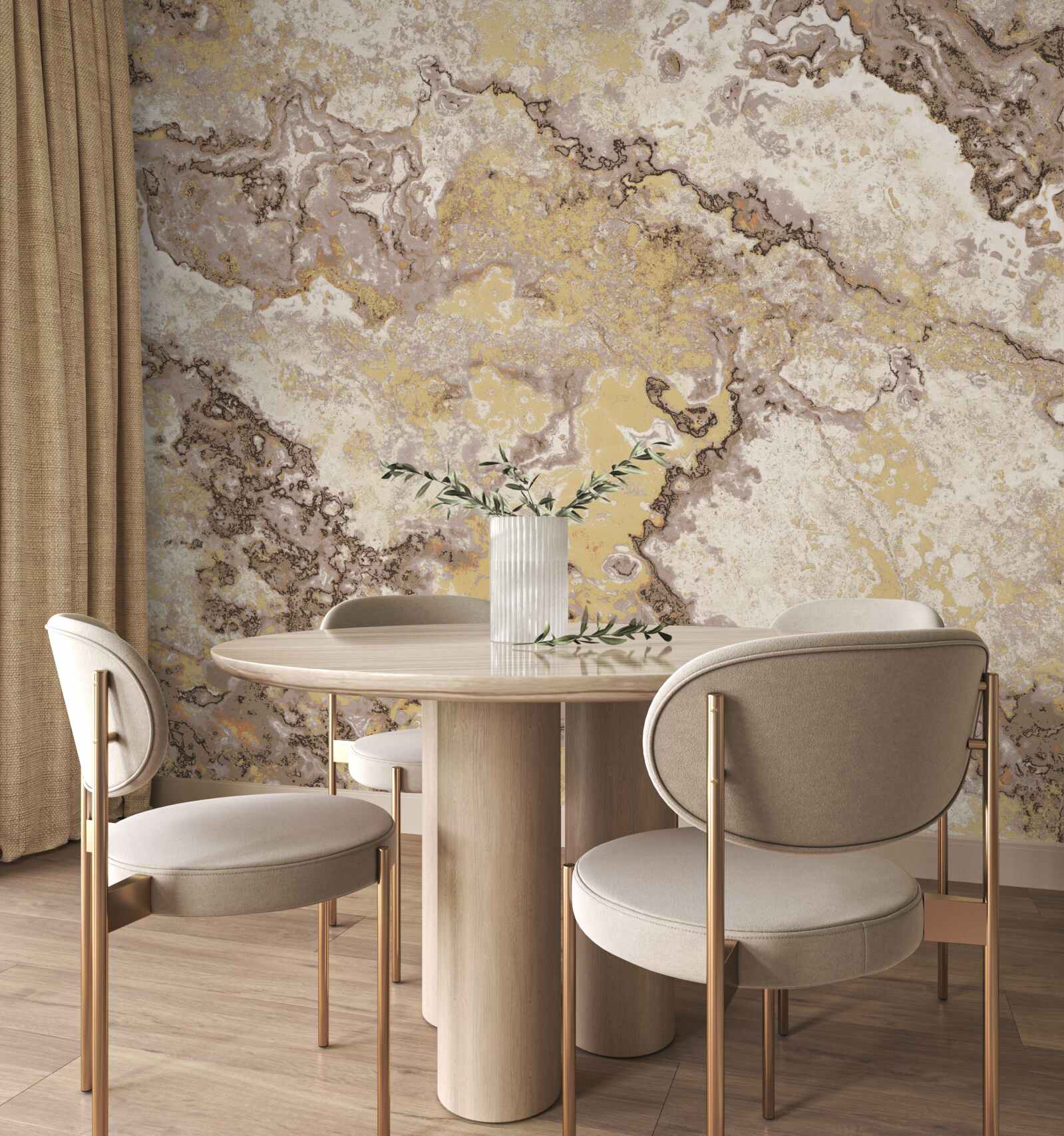 Papier peint de délicates vagues de marbre brun clair