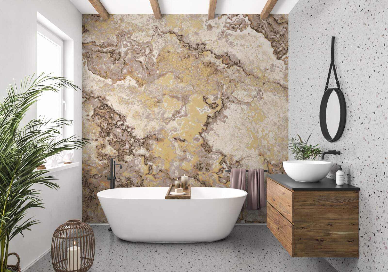 Papier peint de délicates vagues de marbre brun clair