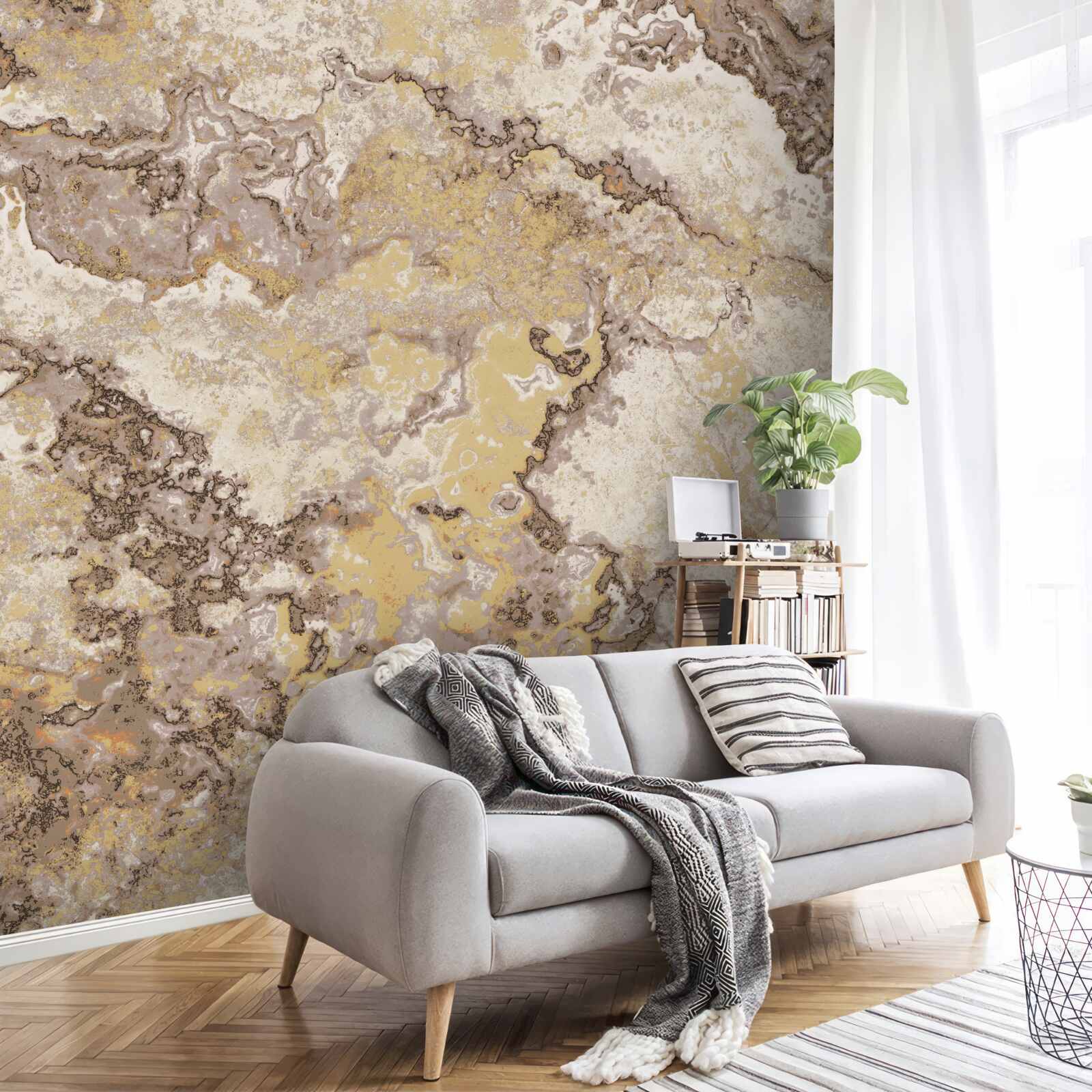 Papier peint de délicates vagues de marbre brun clair