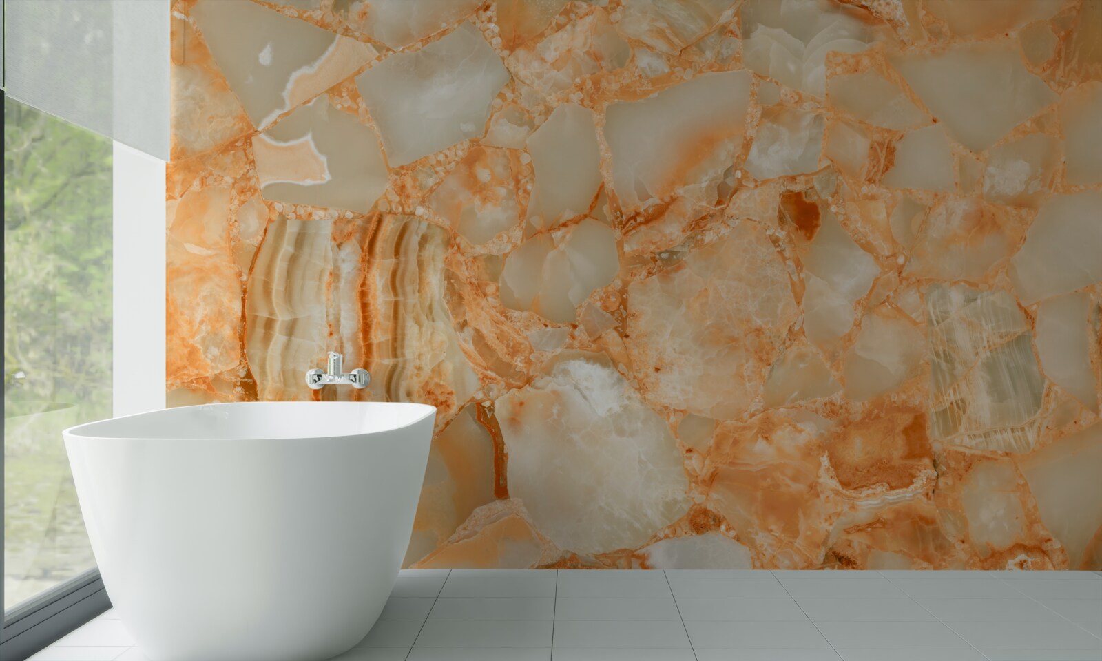 Papier peint nuances d'ambre dans les gouttes sur la pierre