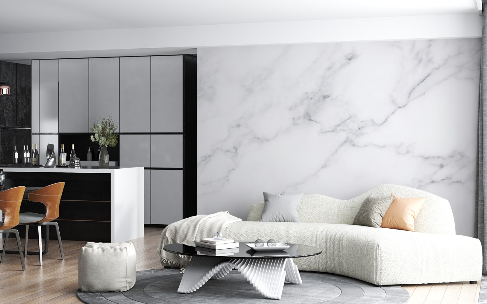 Papier peint Blanc de neige et brume argentée