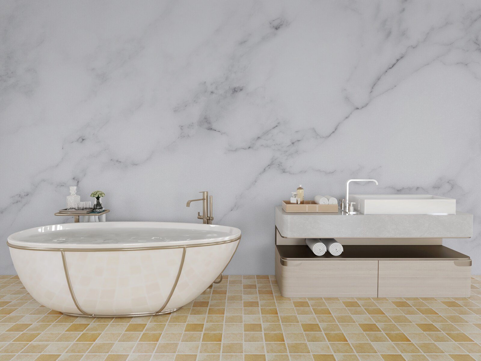 Papier peint Blanc de neige et brume argentée