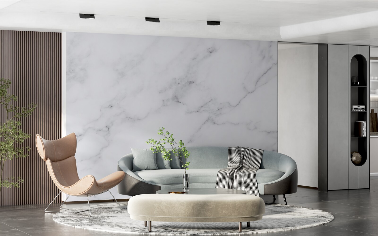 Papier peint Blanc de neige et brume argentée