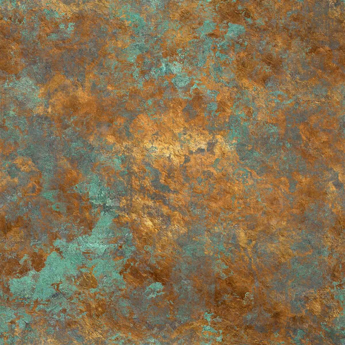 Papier peint reflets bronze avec des nuances de turquoise