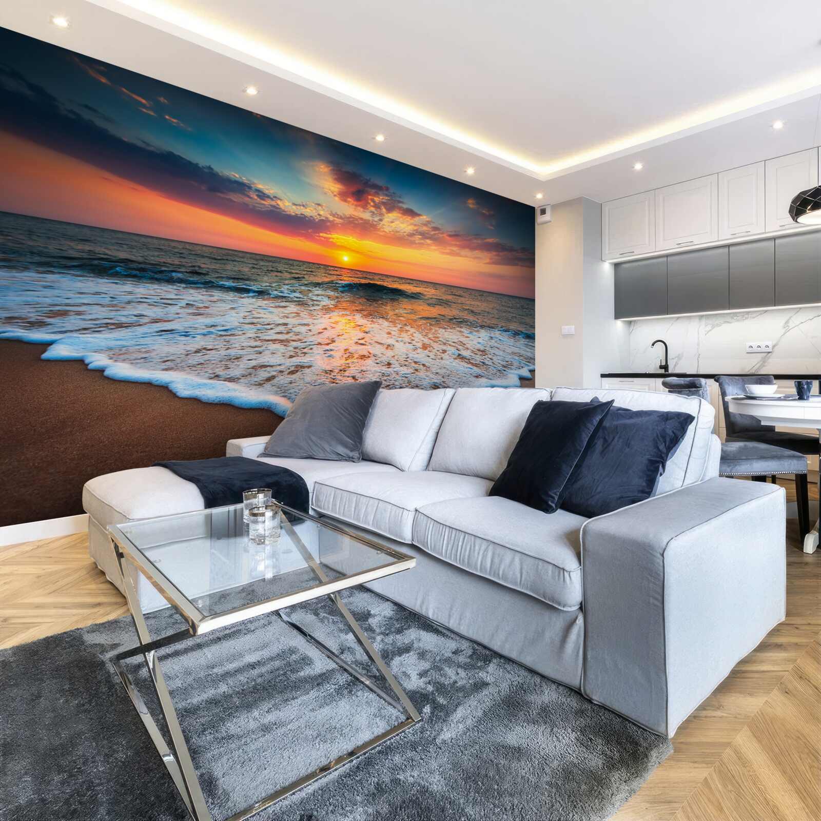 Papier peint l'ascension hypnotique du soleil au-dessus de la surface de l'eau