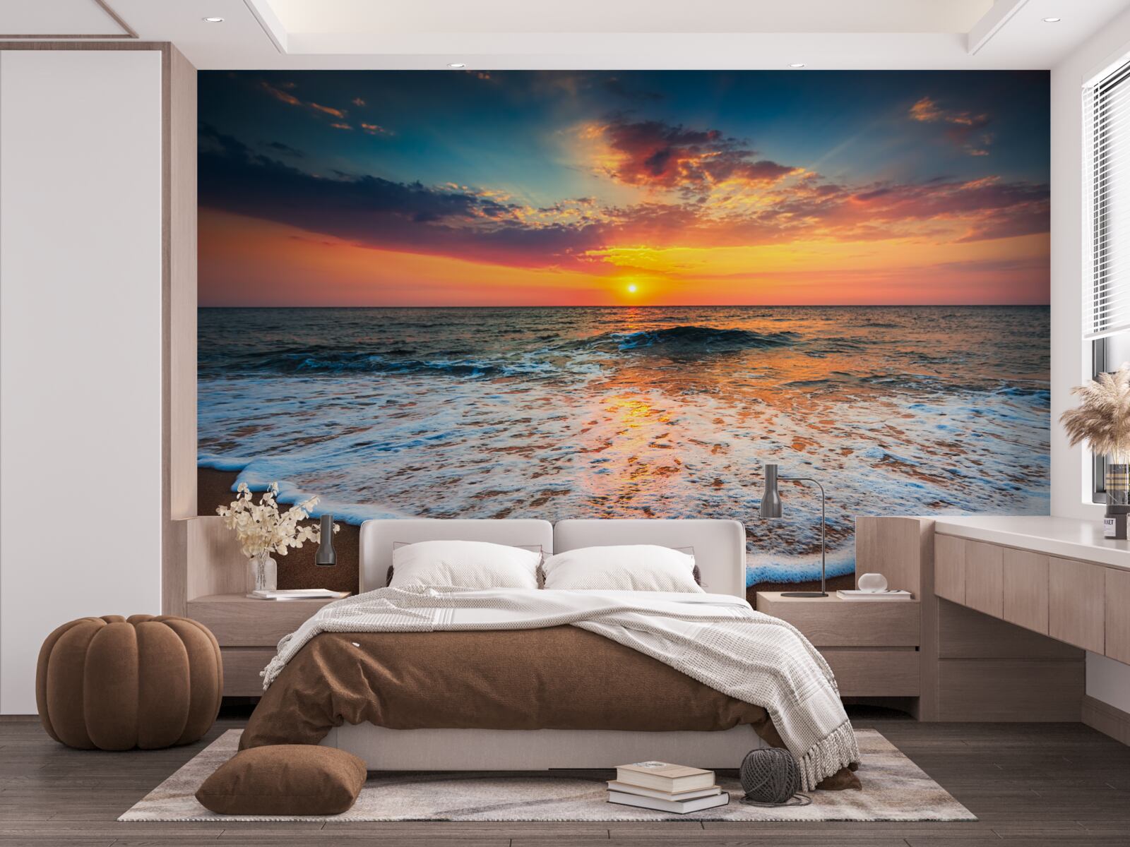 Papier peint l'ascension hypnotique du soleil au-dessus de la surface de l'eau