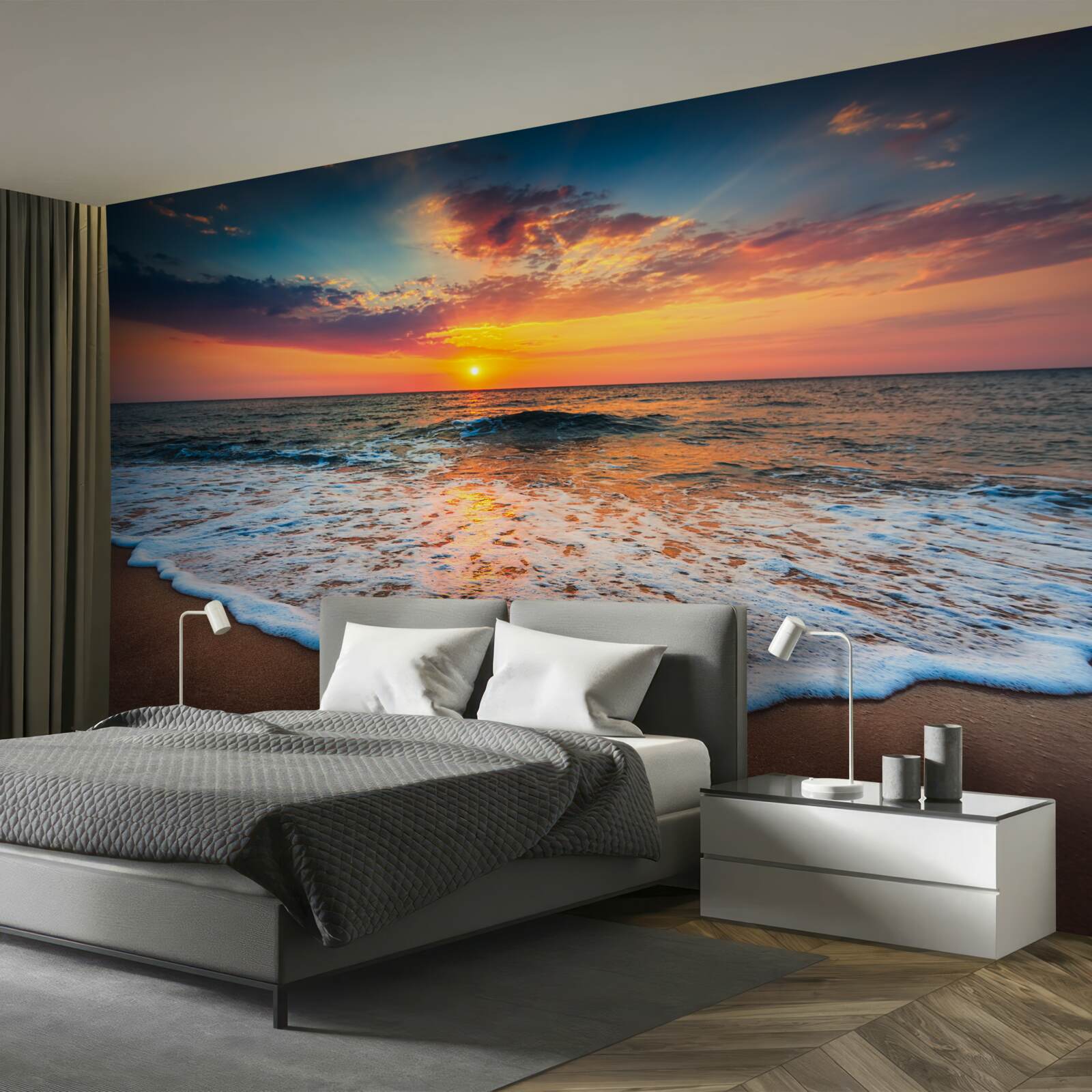 Papier peint l'ascension hypnotique du soleil au-dessus de la surface de l'eau