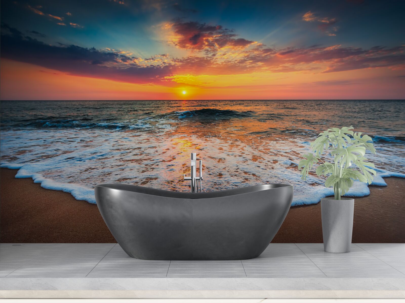 Papier peint l'ascension hypnotique du soleil au-dessus de la surface de l'eau