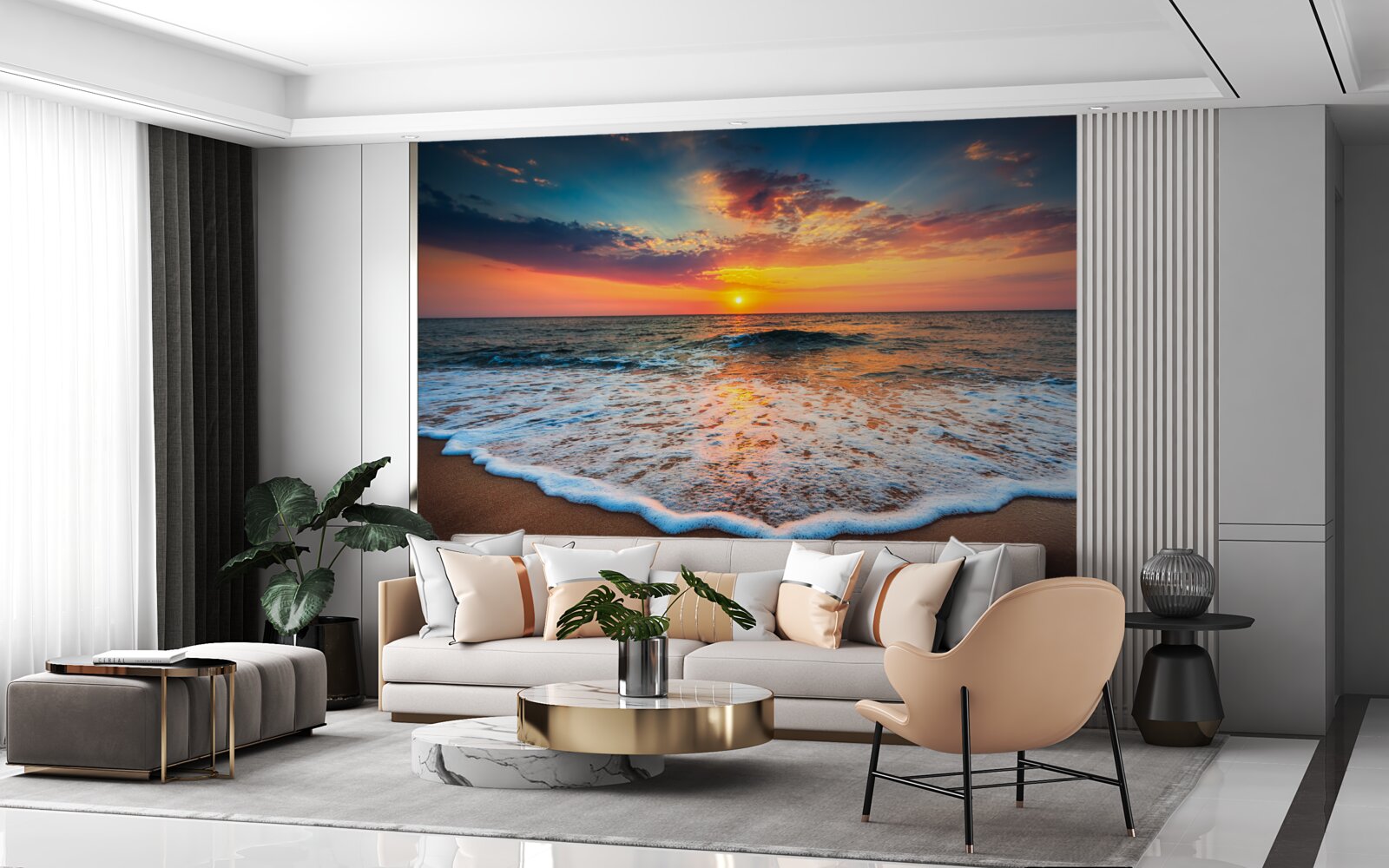 Papier peint l'ascension hypnotique du soleil au-dessus de la surface de l'eau