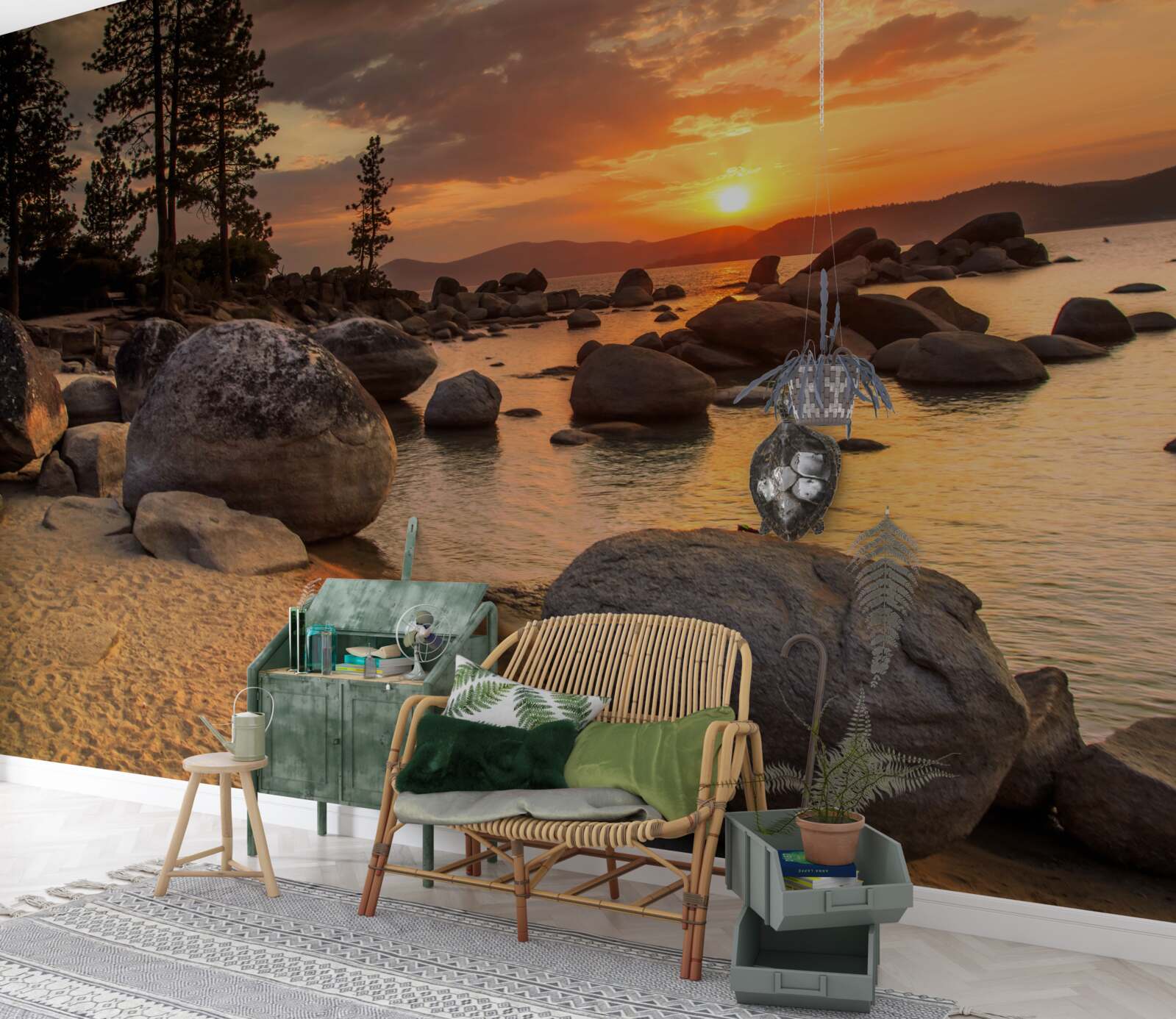 Papier peint rivage rocailleux